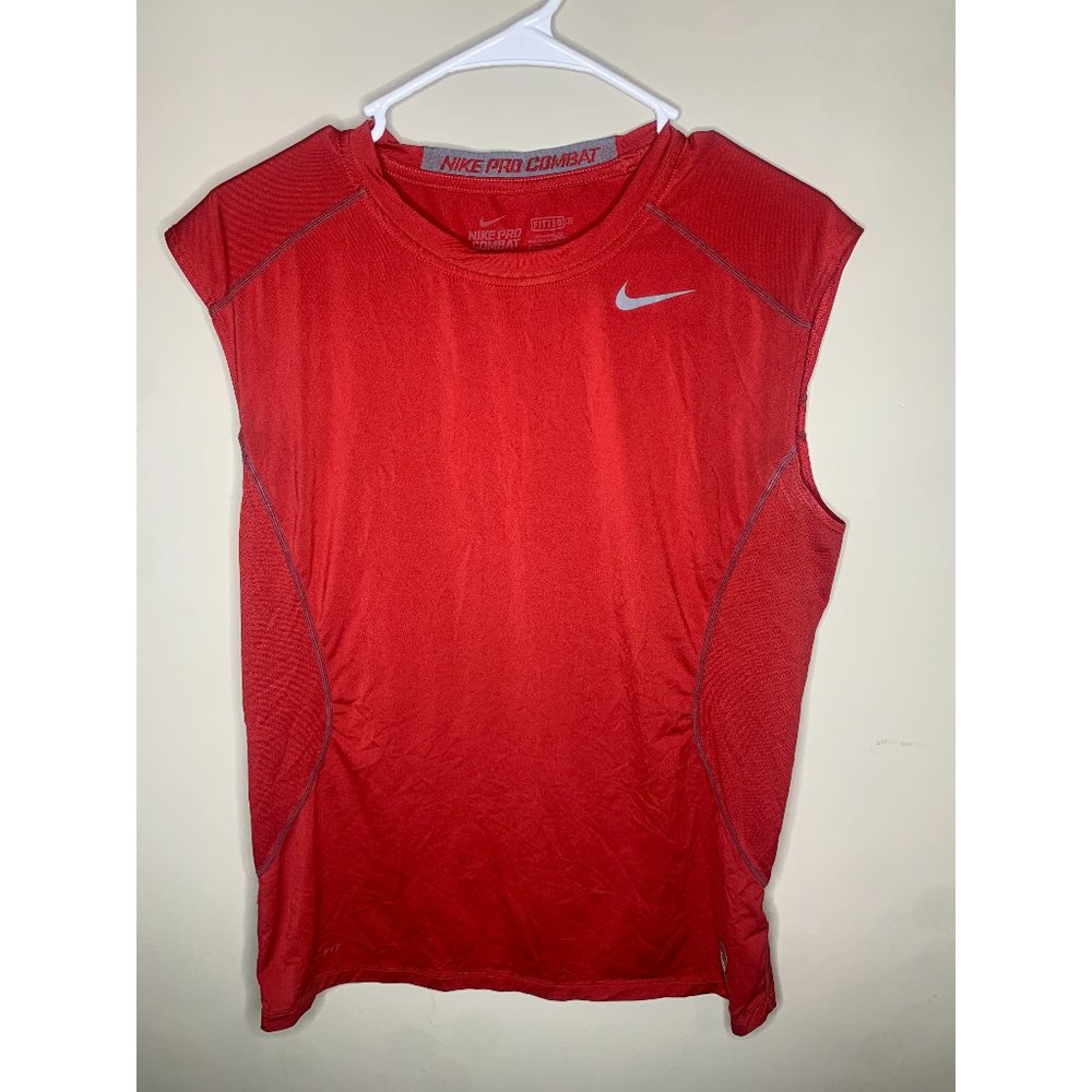 Men’s NIKE pro combat dri fit fitted Tank top Red